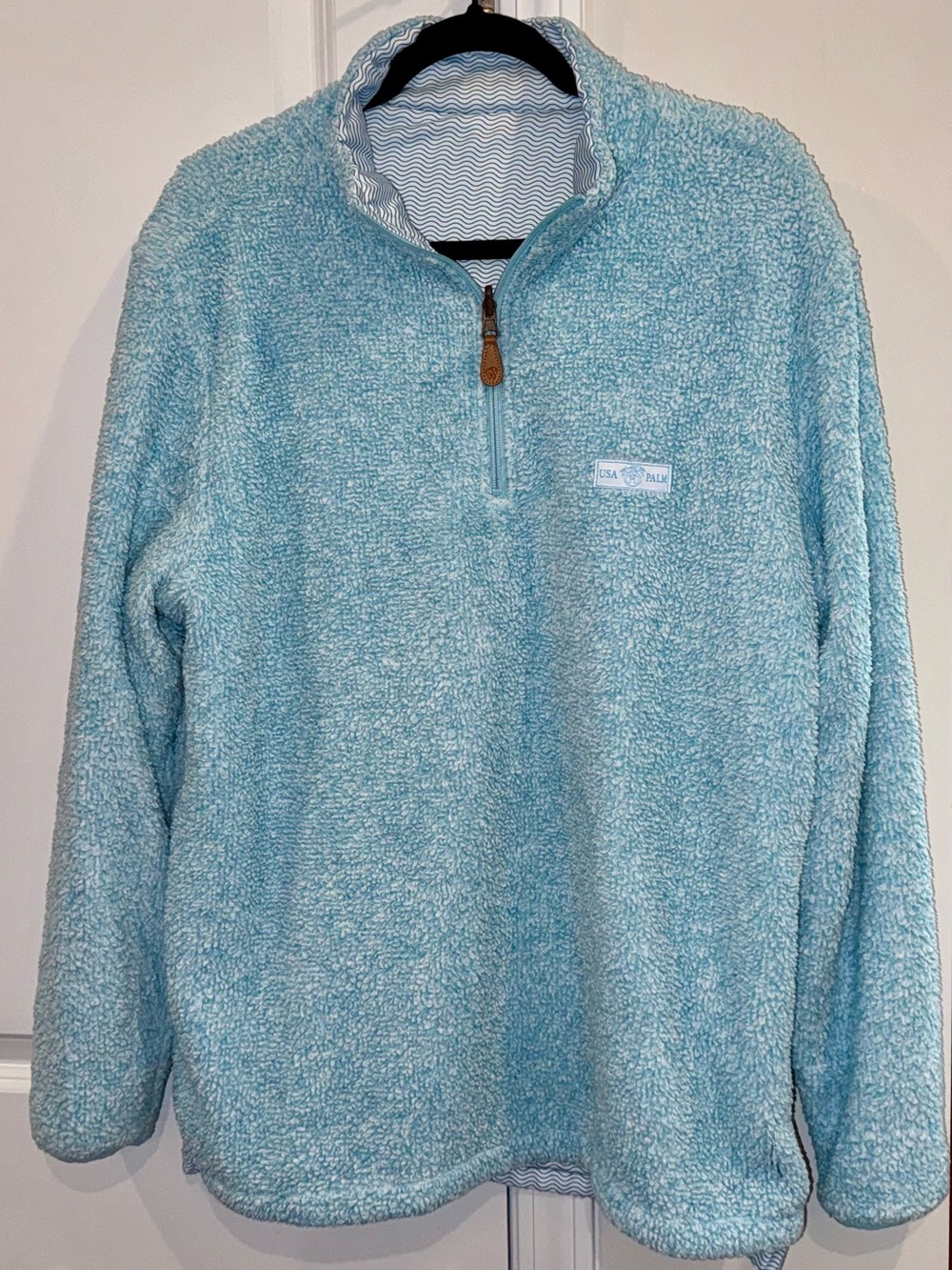 USA Palm Reversible Blue Quarter-Zip Pullover lightweight jacket Size M